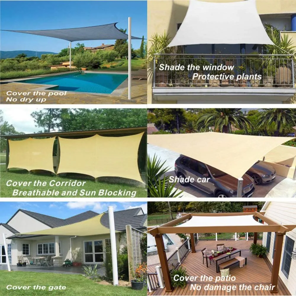 16'x'16' Rectangle Patio Sun Shade Sail（Sand Color）