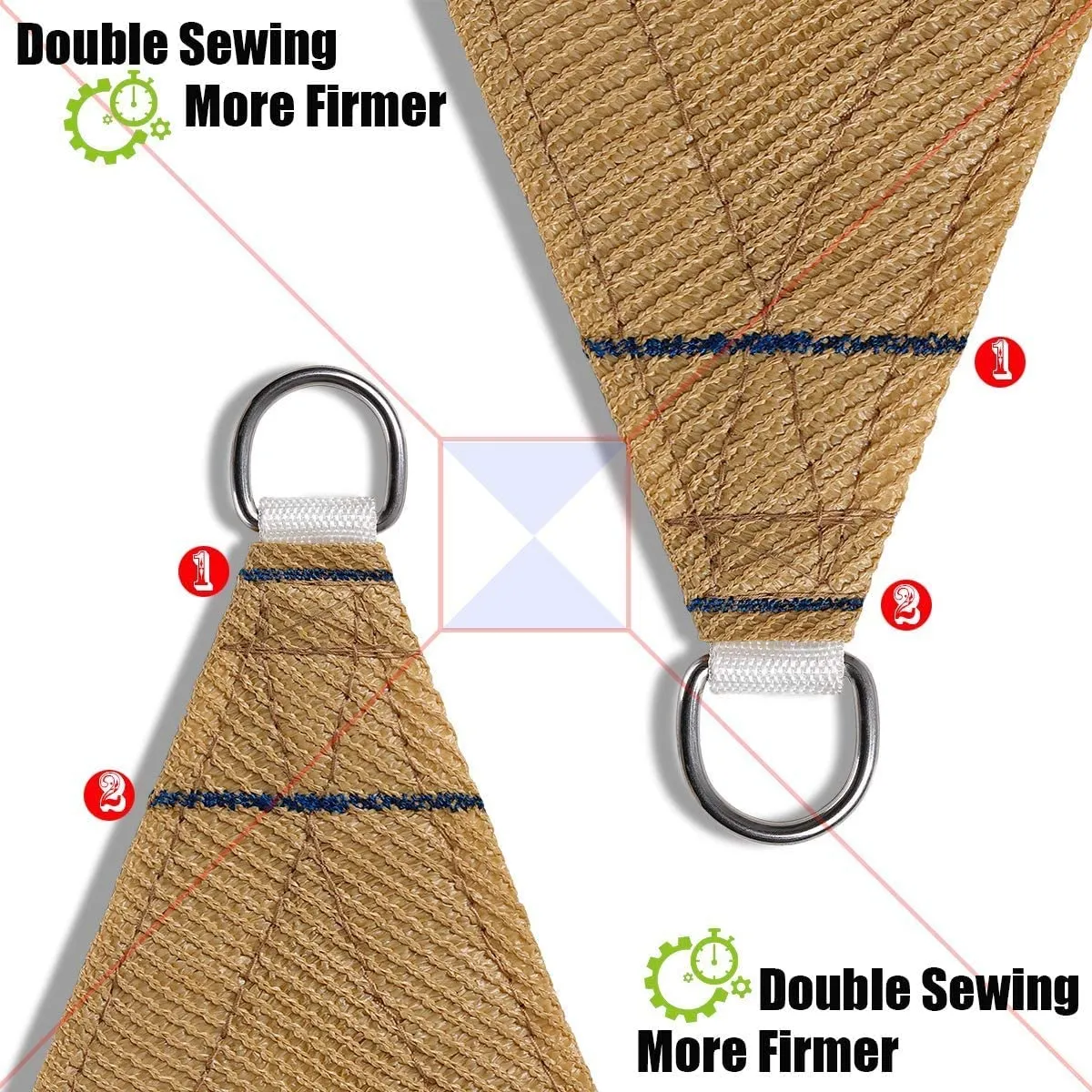 16'x'16' Rectangle Patio Sun Shade Sail（Sand Color）