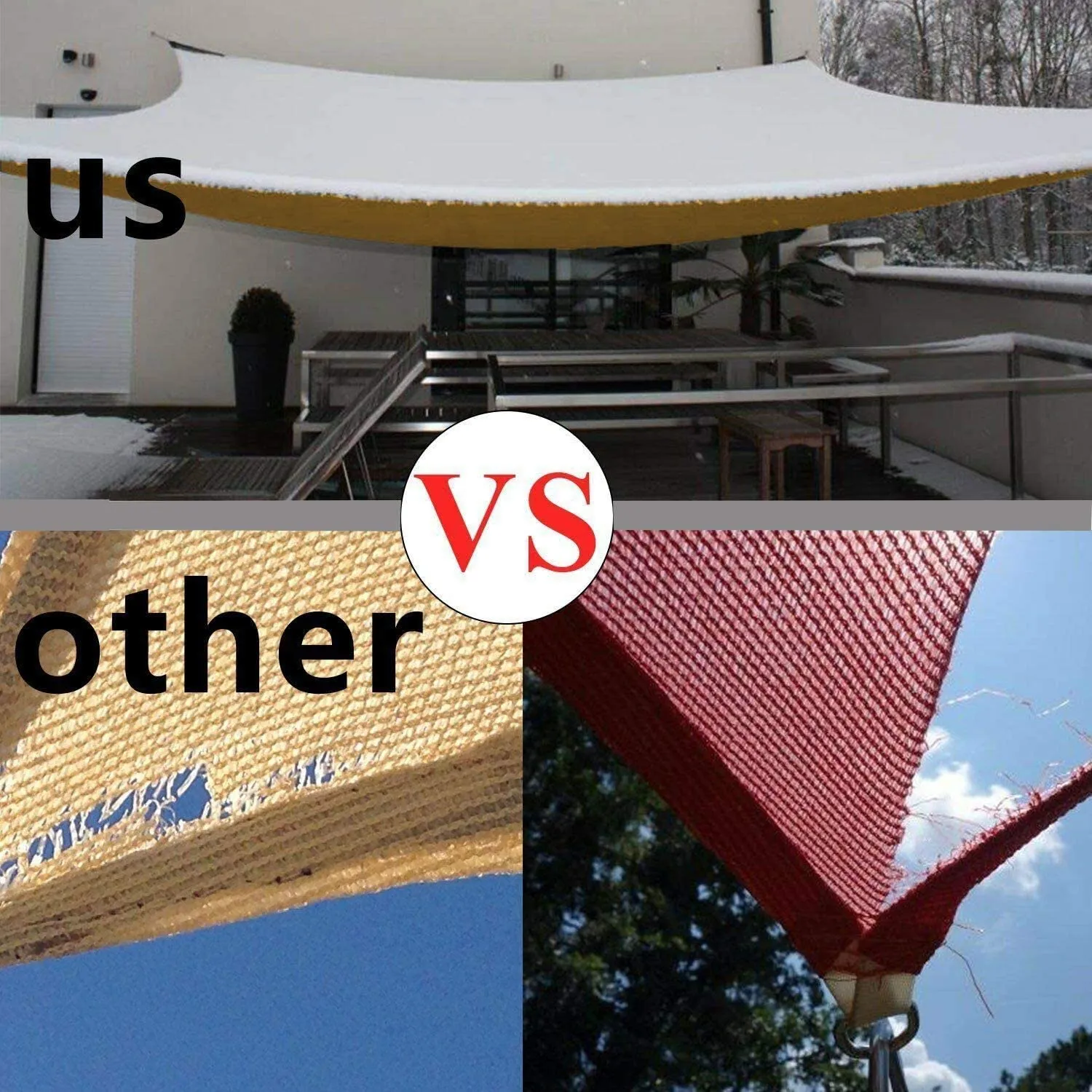 16'x'16' Rectangle Patio Sun Shade Sail（Sand Color）