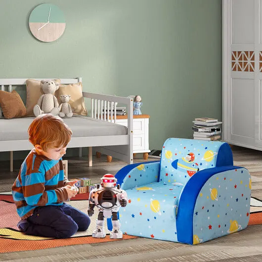 3 in 1 Convertible Flip Open Kids Sofa for Nap Play Sleep - Color: Blue