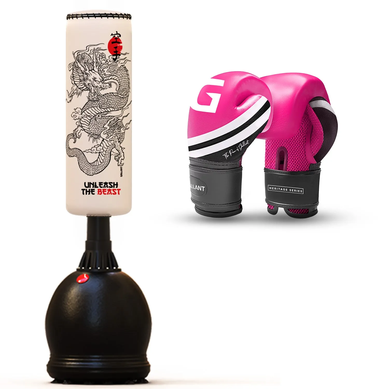 5.5ft Free Standing Boxing Punch Bag With Gloves Combo Set - Free Standing Heavy Bag