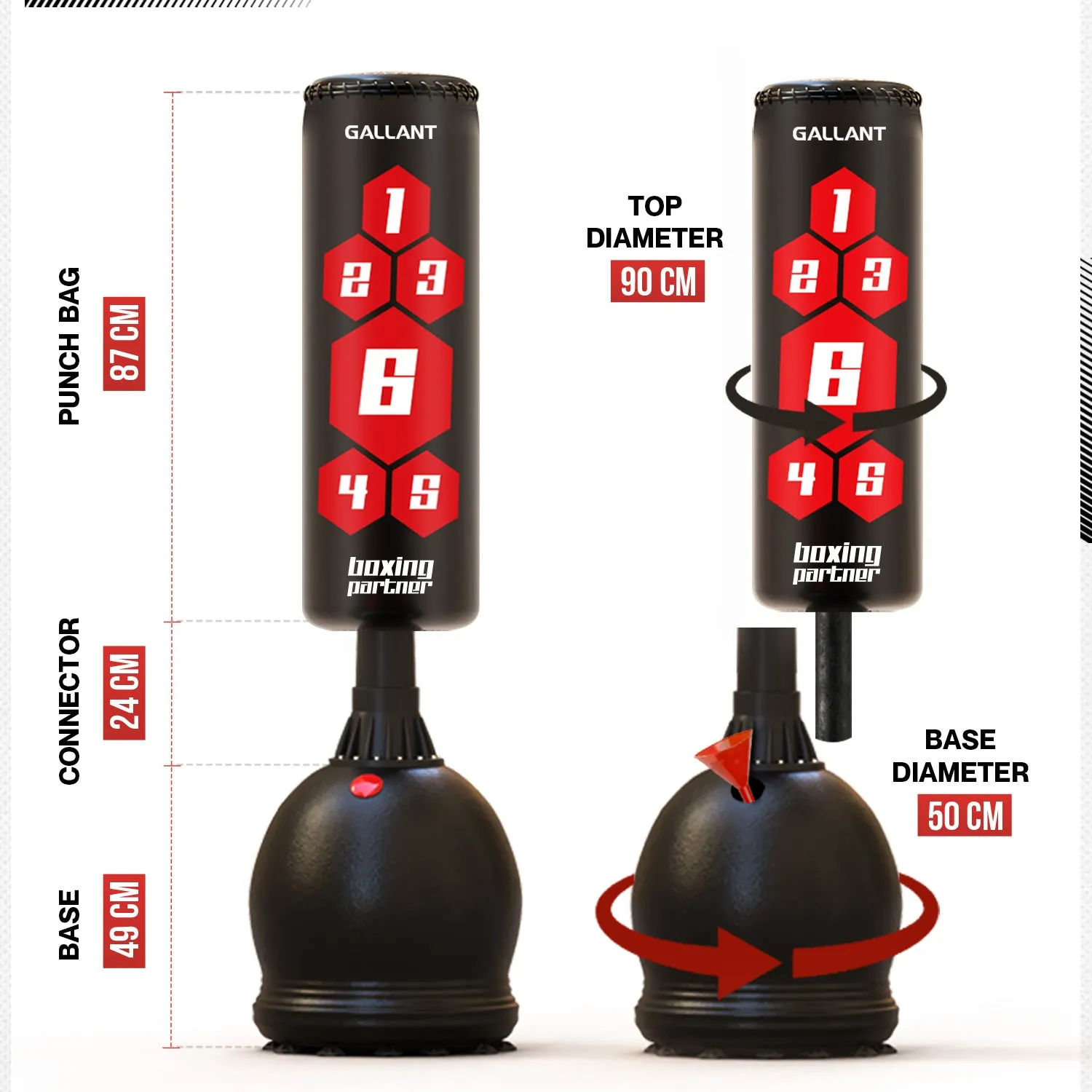 5.5ft Free Standing Boxing Punch Bag With Gloves Combo Set - Free Standing Heavy Bag
