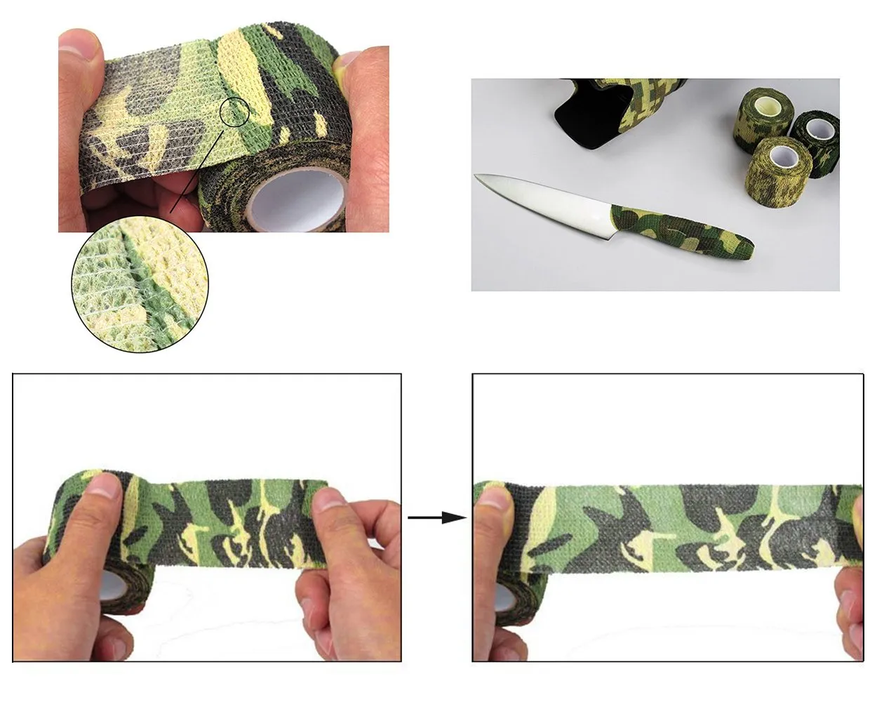 6 Rolls 4.5 Meters Self Adhesive Non Woven Camouflage Tape