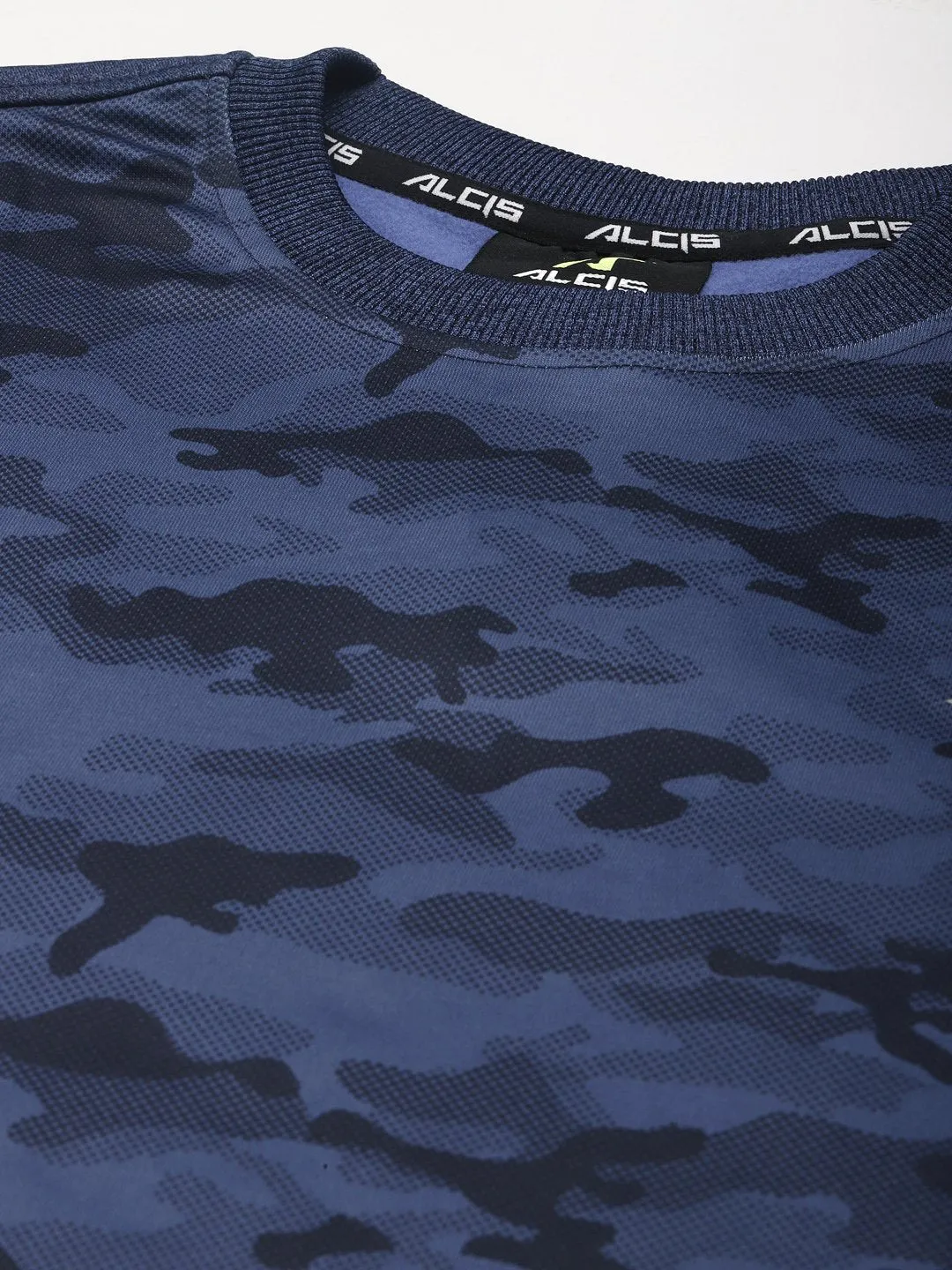 Alcis Men Navy Blue Camouflage Printed Sweatshirt