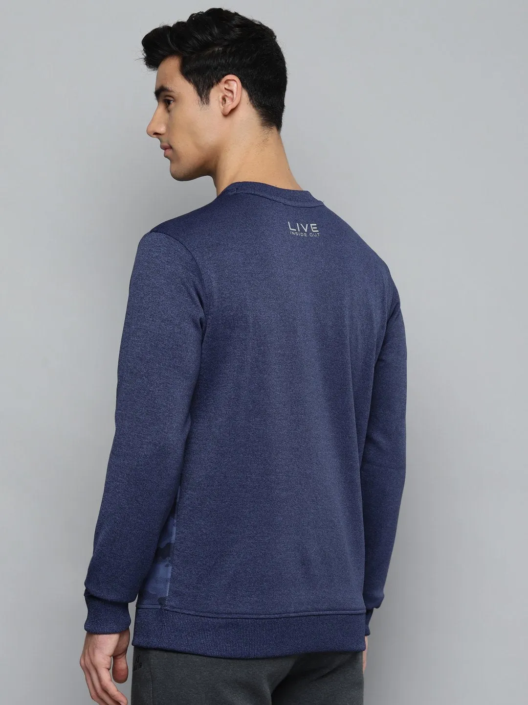 Alcis Men Navy Blue Camouflage Printed Sweatshirt