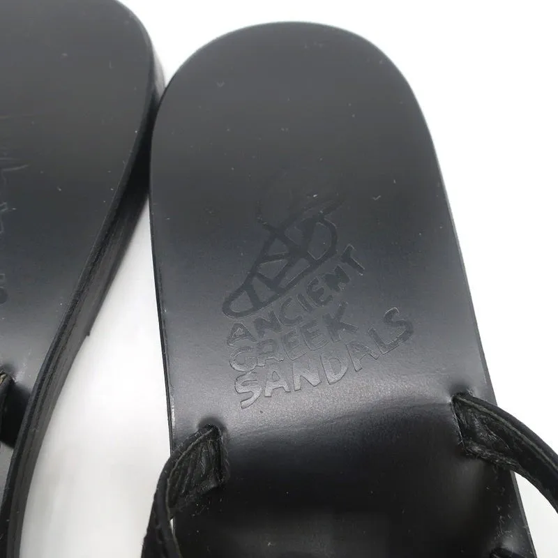 Ancient Greek Sandals Hara Bow Slide Sandals Black Satin Size 38