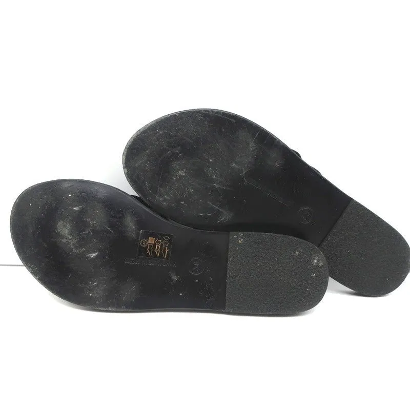 Ancient Greek Sandals Hara Bow Slide Sandals Black Satin Size 38