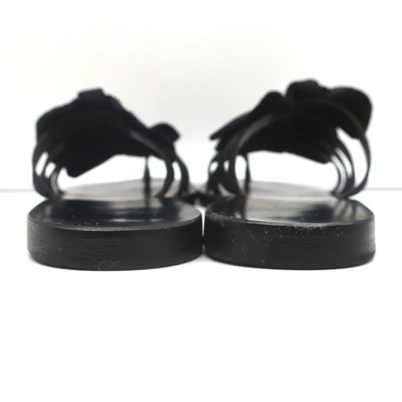 Ancient Greek Sandals Hara Bow Slide Sandals Black Satin Size 38