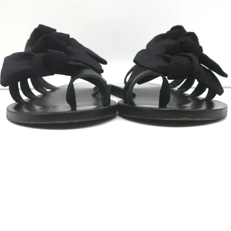 Ancient Greek Sandals Hara Bow Slide Sandals Black Satin Size 38