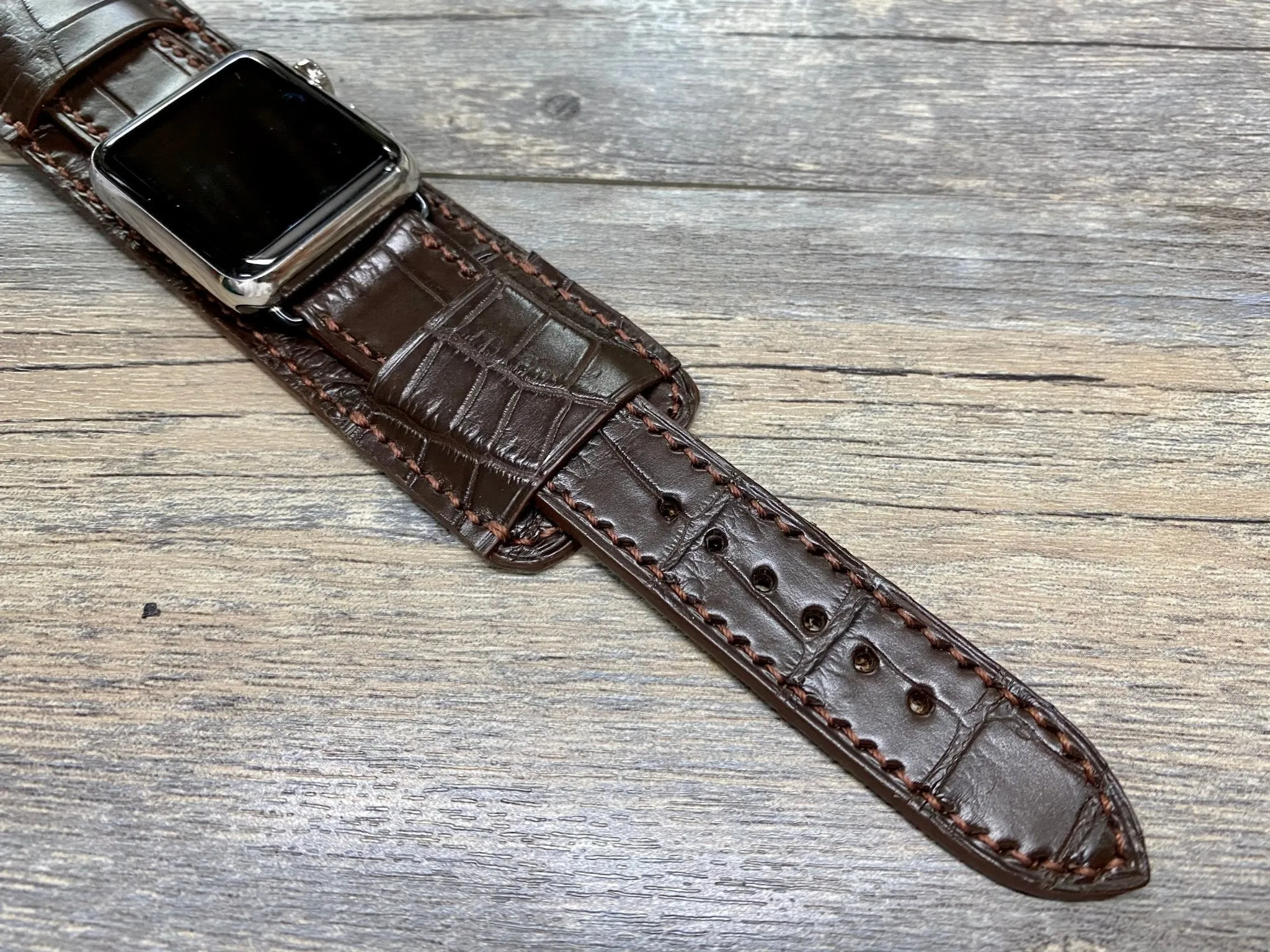 Apple Watch Band 40mm Series 6, Apple Watch Straps, iWatch Brown Watch Straps, Apple Watch 44mm, 42mm, Apple Watch Cuff Band, Smart watch Band for Apple, Personalise Gift idea