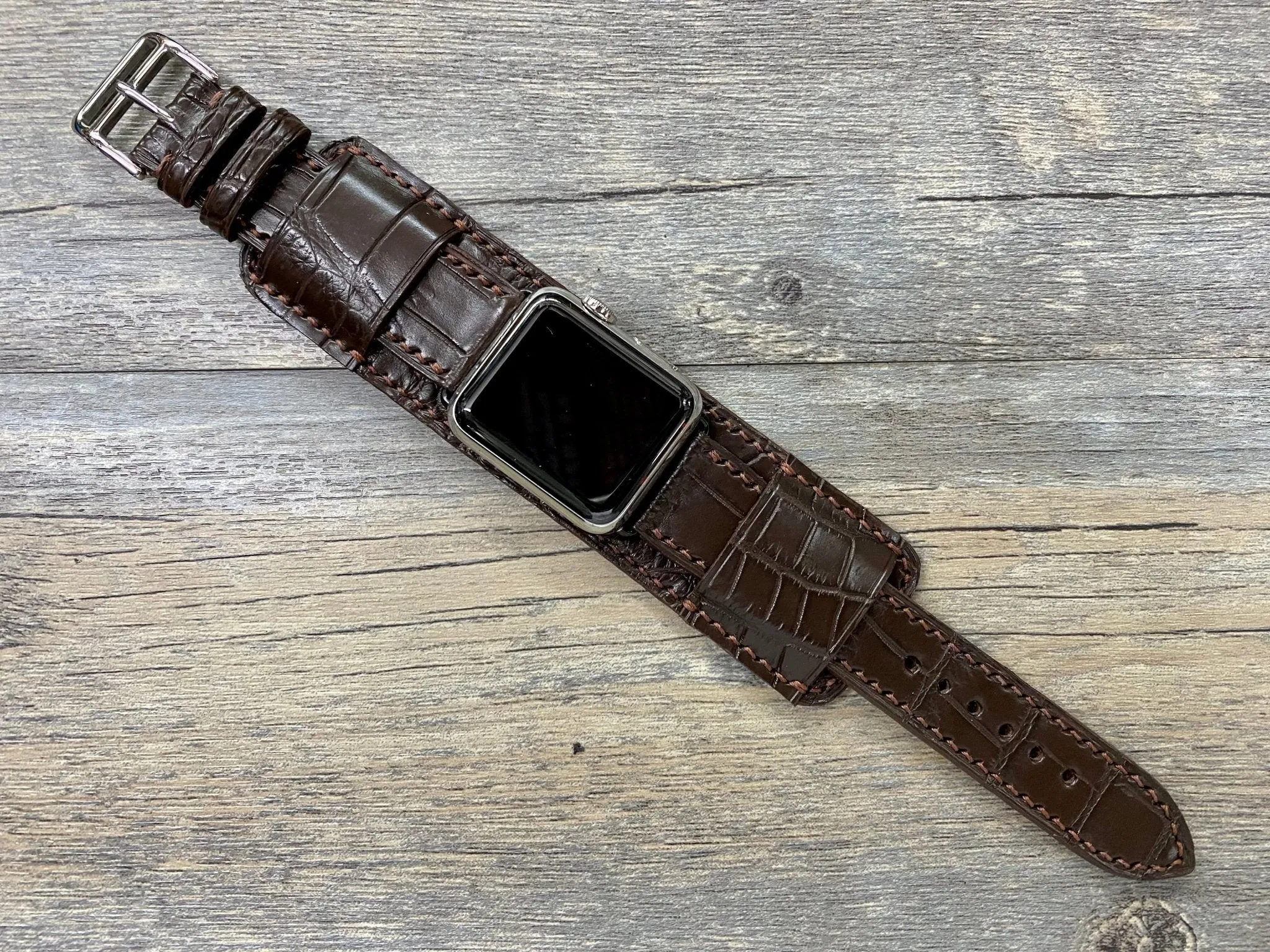 Apple Watch Band 40mm Series 6, Apple Watch Straps, iWatch Brown Watch Straps, Apple Watch 44mm, 42mm, Apple Watch Cuff Band, Smart watch Band for Apple, Personalise Gift idea