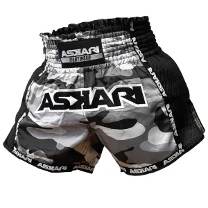 ASKARI MUAY THAI SHORTS - GREY CAMOUFLAGE