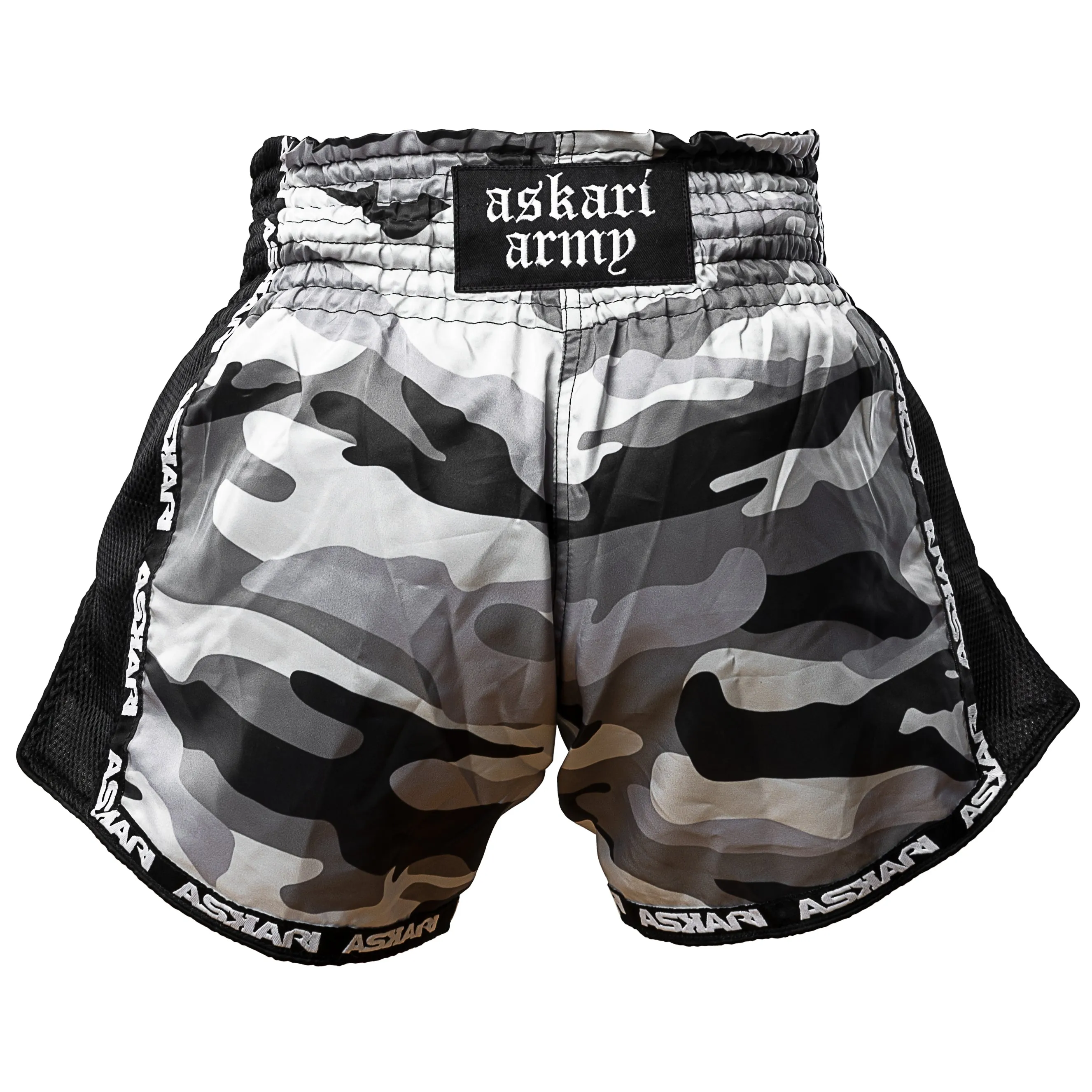 ASKARI MUAY THAI SHORTS - GREY CAMOUFLAGE
