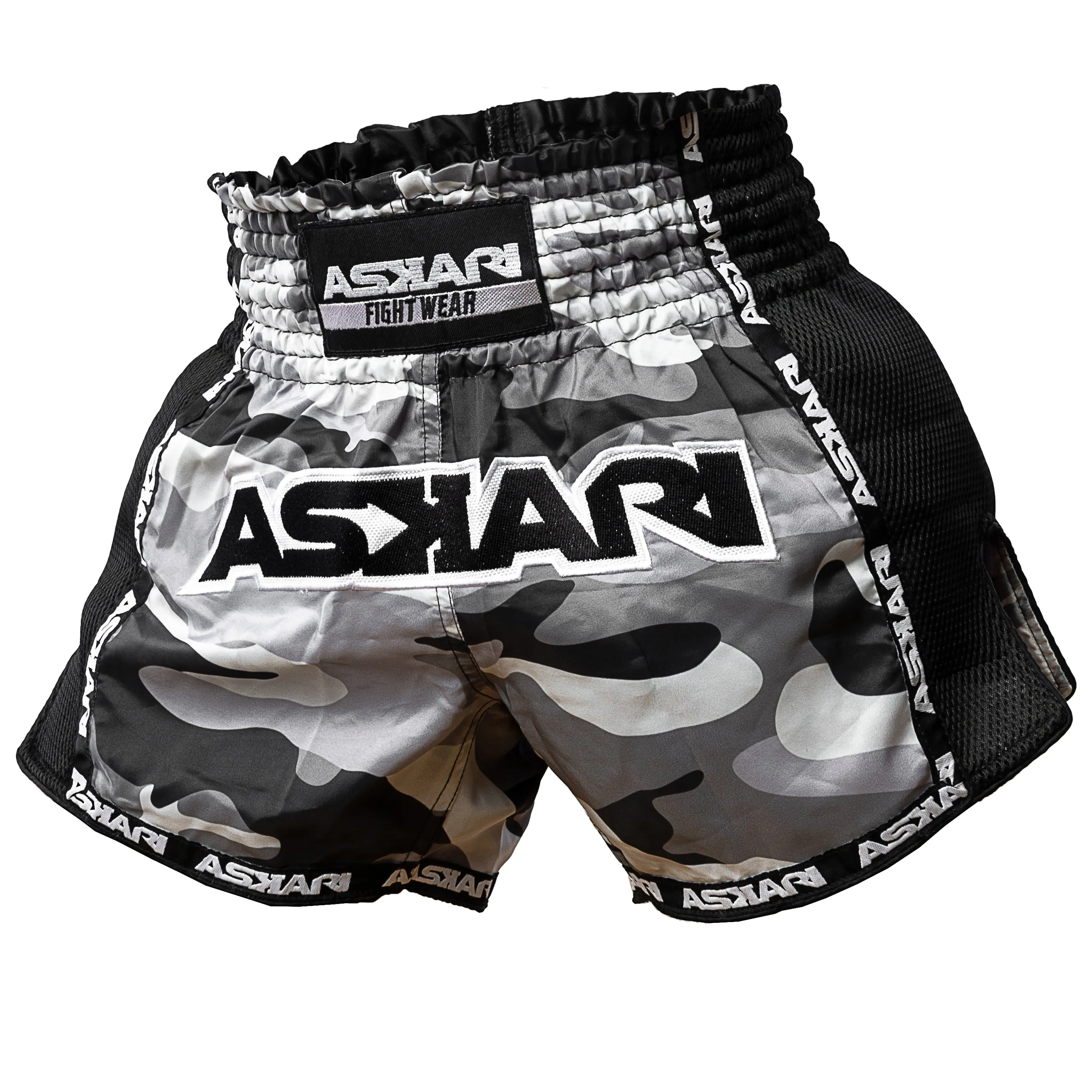 ASKARI MUAY THAI SHORTS - GREY CAMOUFLAGE
