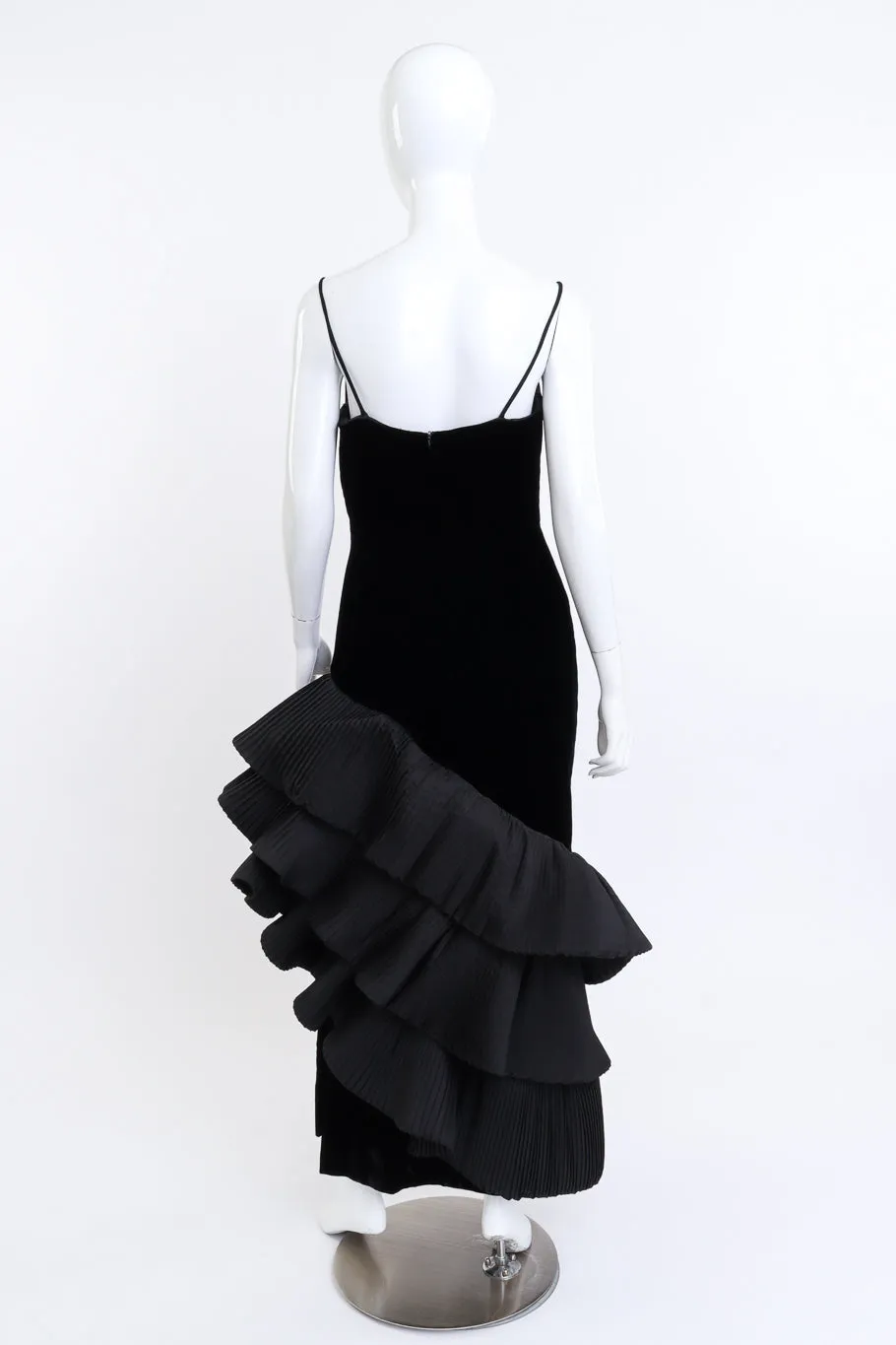 Asymmetric Ruffle Velvet Dress