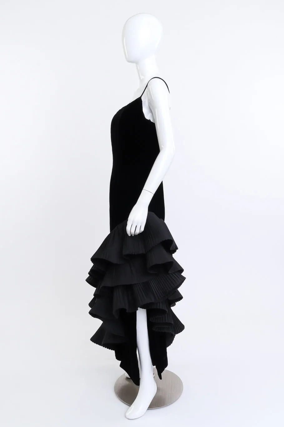 Asymmetric Ruffle Velvet Dress