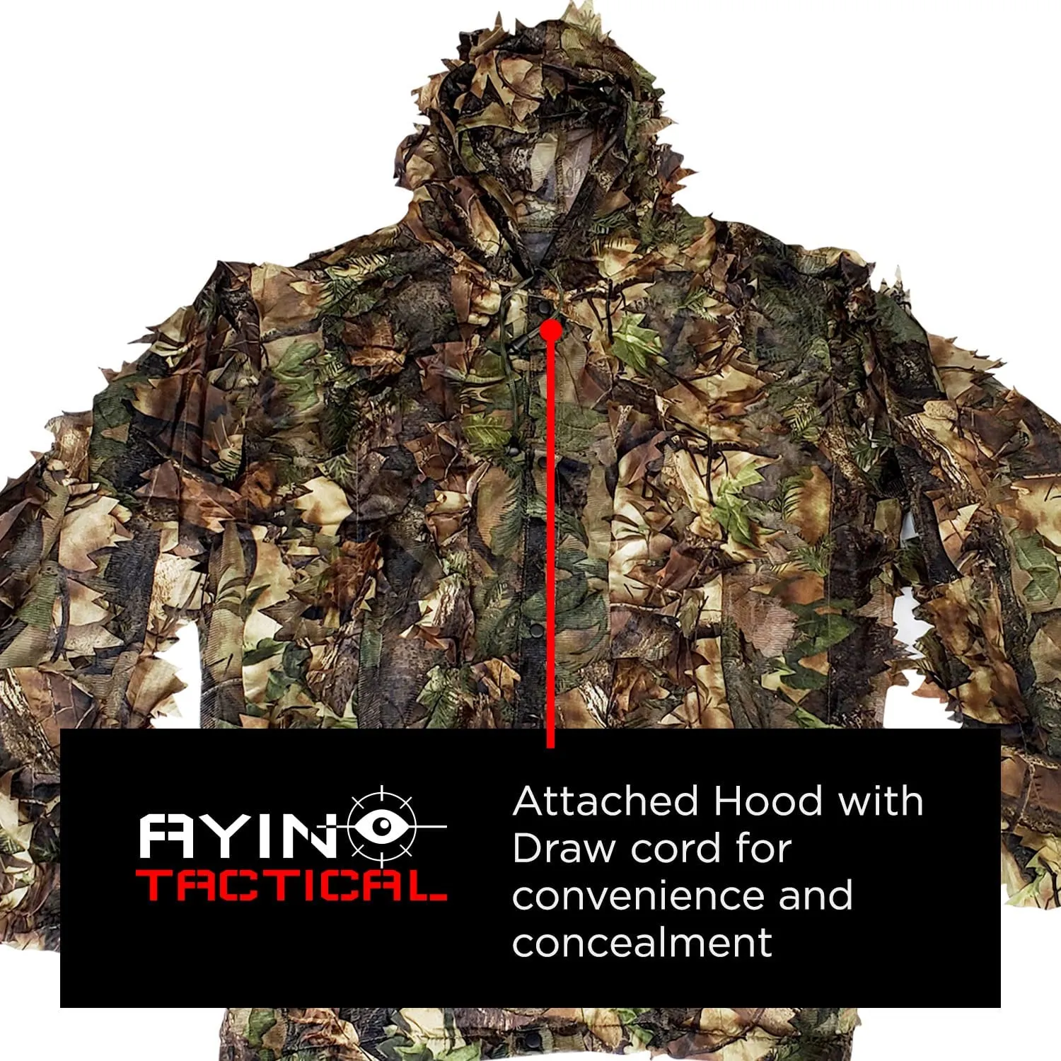 AYIN Ghillie Suit for Men, Hunting Suits for Men, 3D Leaf Bush Ghillie Suit Camo for Turkey Hunting, Woodland Gilly Suits, Hooded Gillies for Men or Youth Camo Hunting Suits (Autumn Brown)