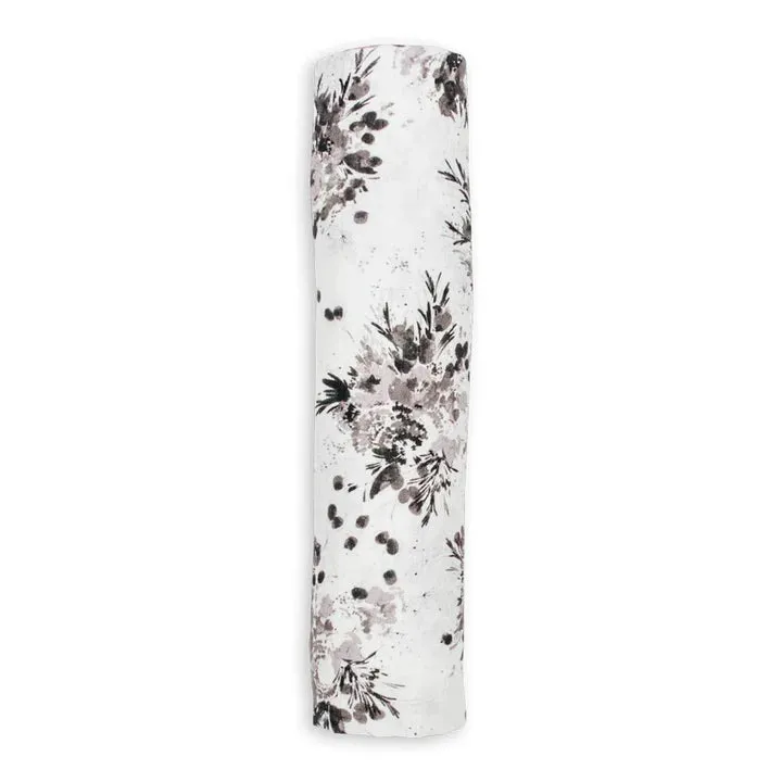 Bamboo Muslin Swaddle - Black Floral