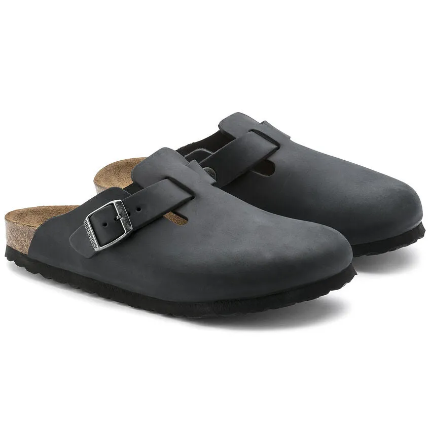 Birkenstock Boston Oiled Leather Regular Fit Black
