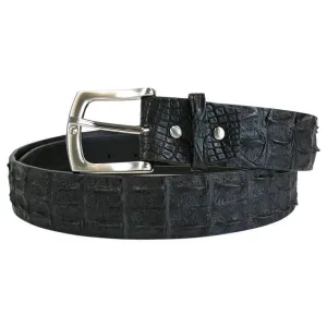Black Genuine Crocodile Backbone Leather Men's Belts