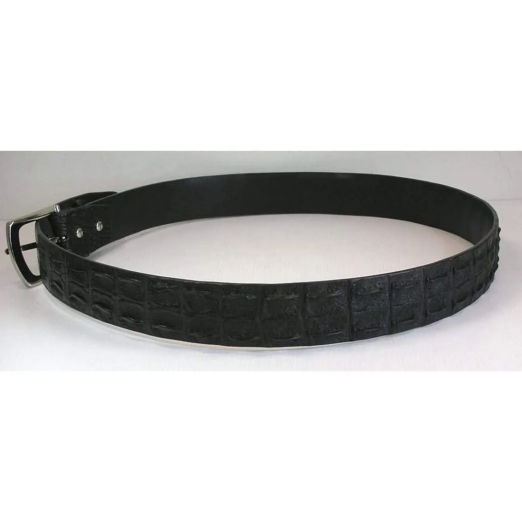 Black Genuine Crocodile Backbone Leather Men's Belts