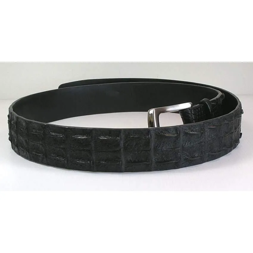 Black Genuine Crocodile Backbone Leather Men's Belts