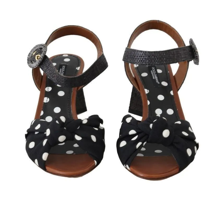 Black Straw Ankle Strap Sandals