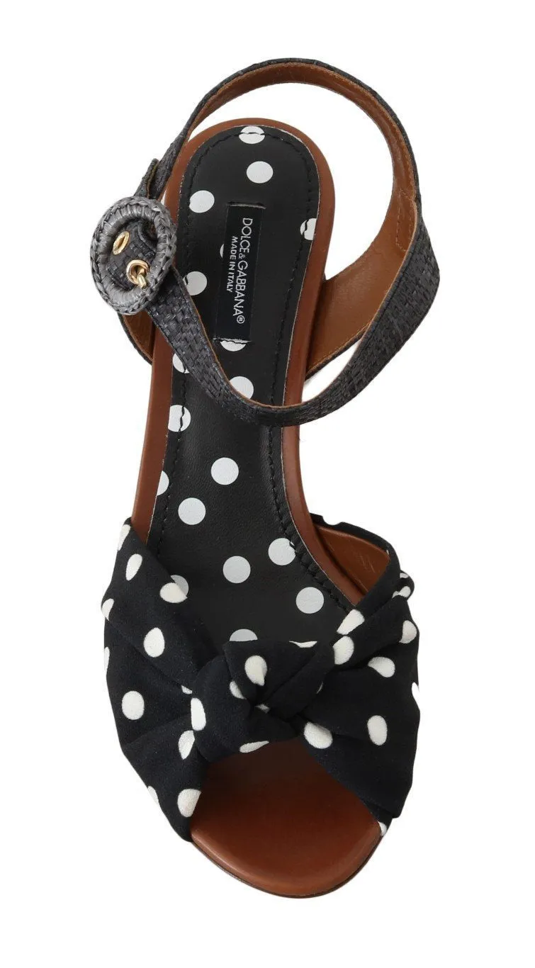 Black Straw Ankle Strap Sandals