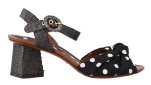 Black Straw Ankle Strap Sandals