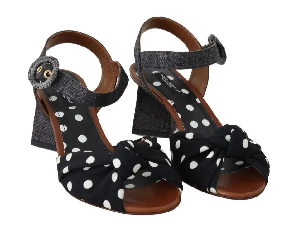 Black Straw Ankle Strap Sandals