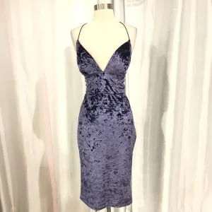 BOUTIQUE Short Purple Velvet Form Fitting Gown Size L