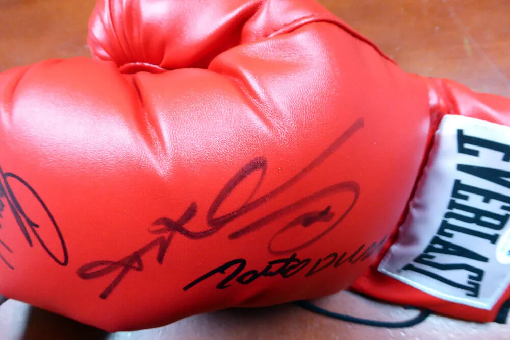 BOXING GREATS AUTOGRAPHED GLOVE 3 SIGS LEONARD, HEARNS & DURAN LH PSA/DNA 113695
