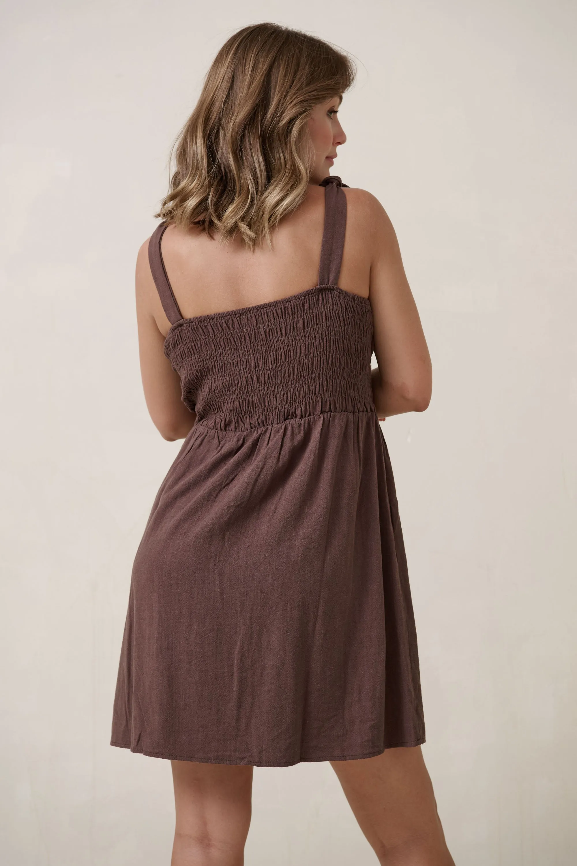 Breeze Along Mini Dress - Chocolate