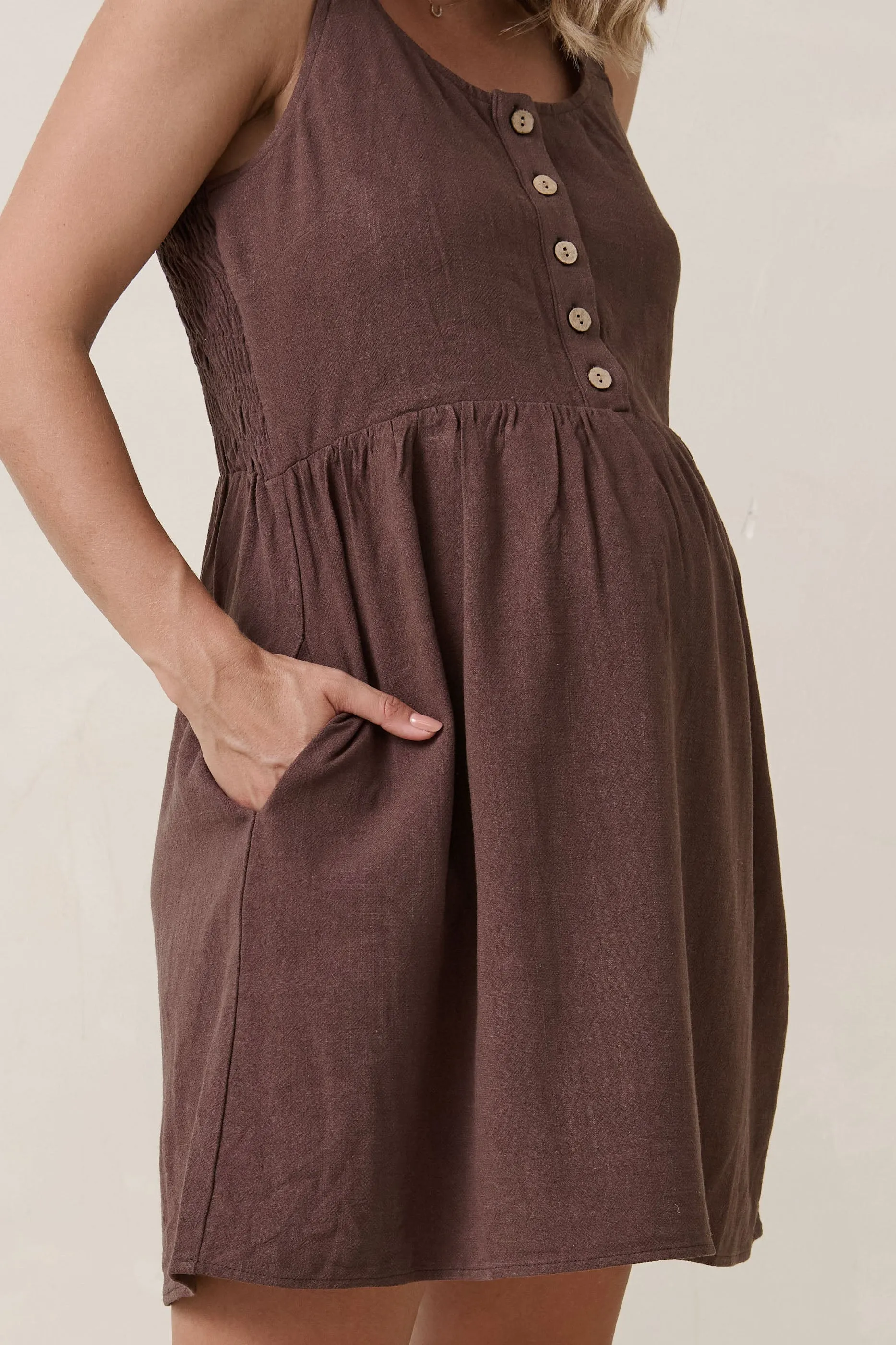 Breeze Along Mini Dress - Chocolate