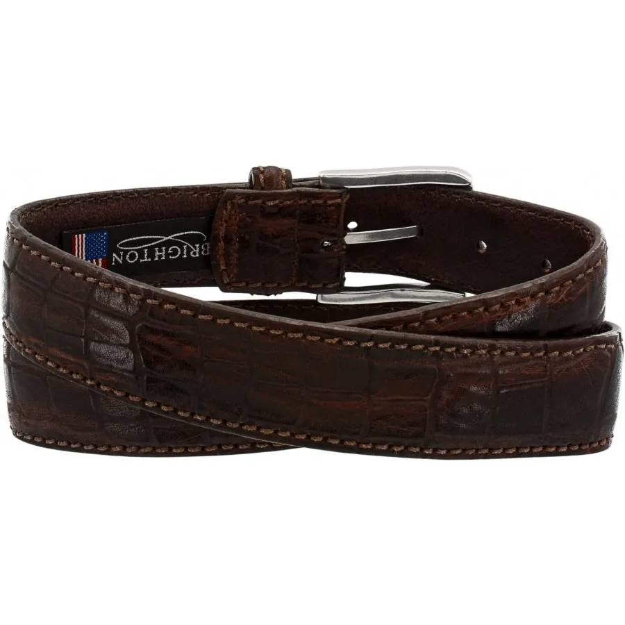 Brighton Dark Brown Croc Embossed Belt for Men