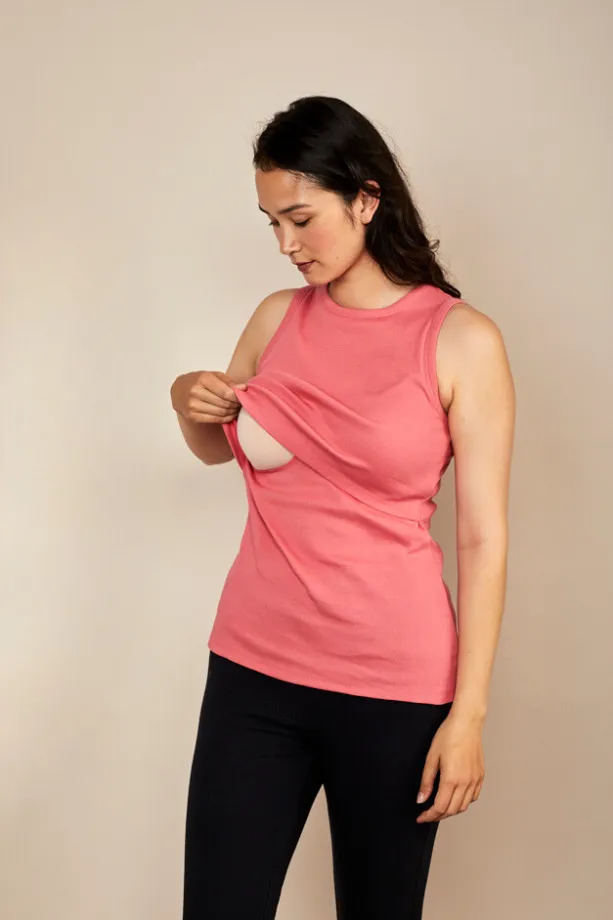 Bshirt Nursing Rib Racer Vest in Rose