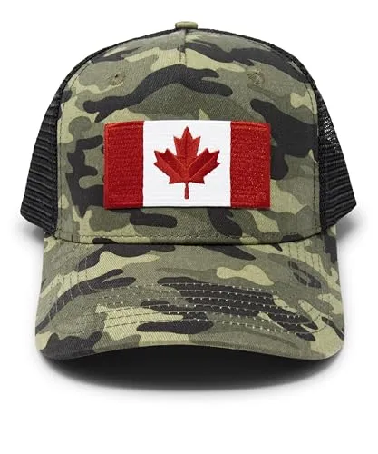 Canada Flag Trucker Baseball Snapback Hat (Camouflage) - International Tie