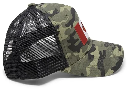 Canada Flag Trucker Baseball Snapback Hat (Camouflage) - International Tie