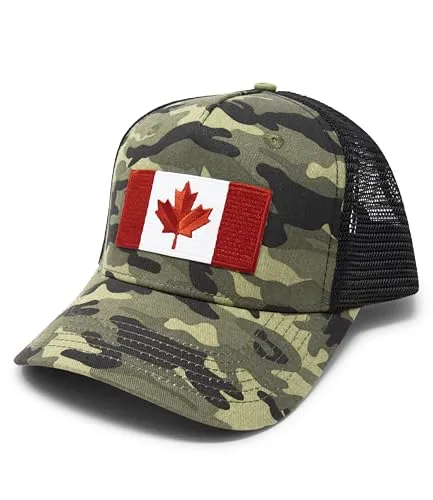 Canada Flag Trucker Baseball Snapback Hat (Camouflage) - International Tie