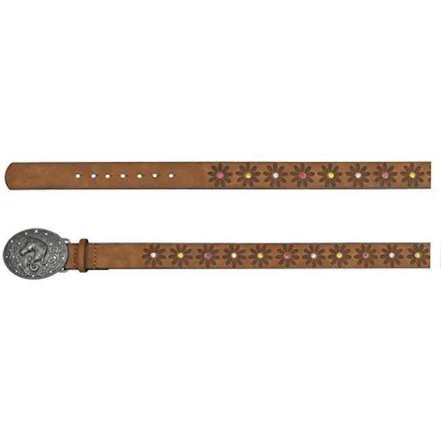 Catchfly Girl's Flower Motif Brown Belt