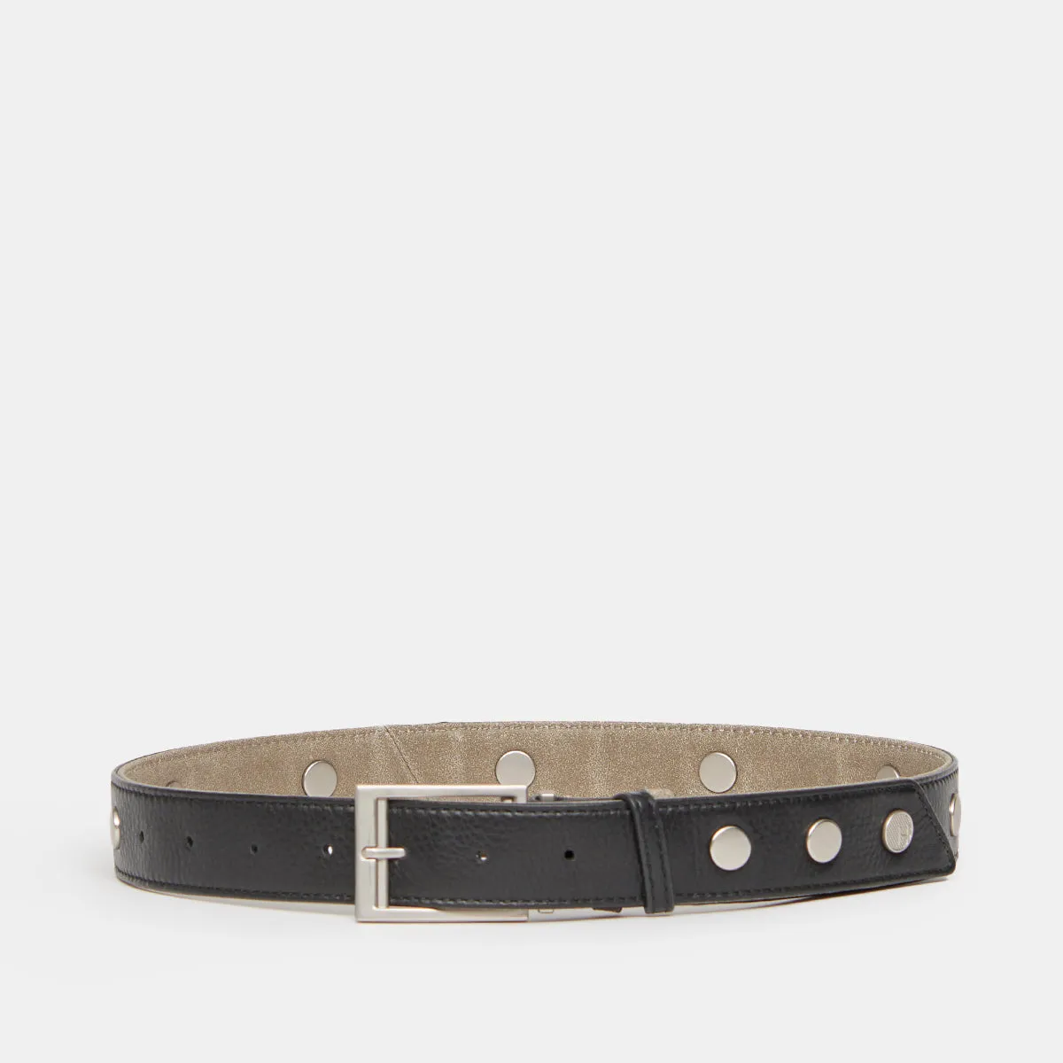 Charlie Reversible Riveted Belt | Black/Pew/Brushed Silver | Sml