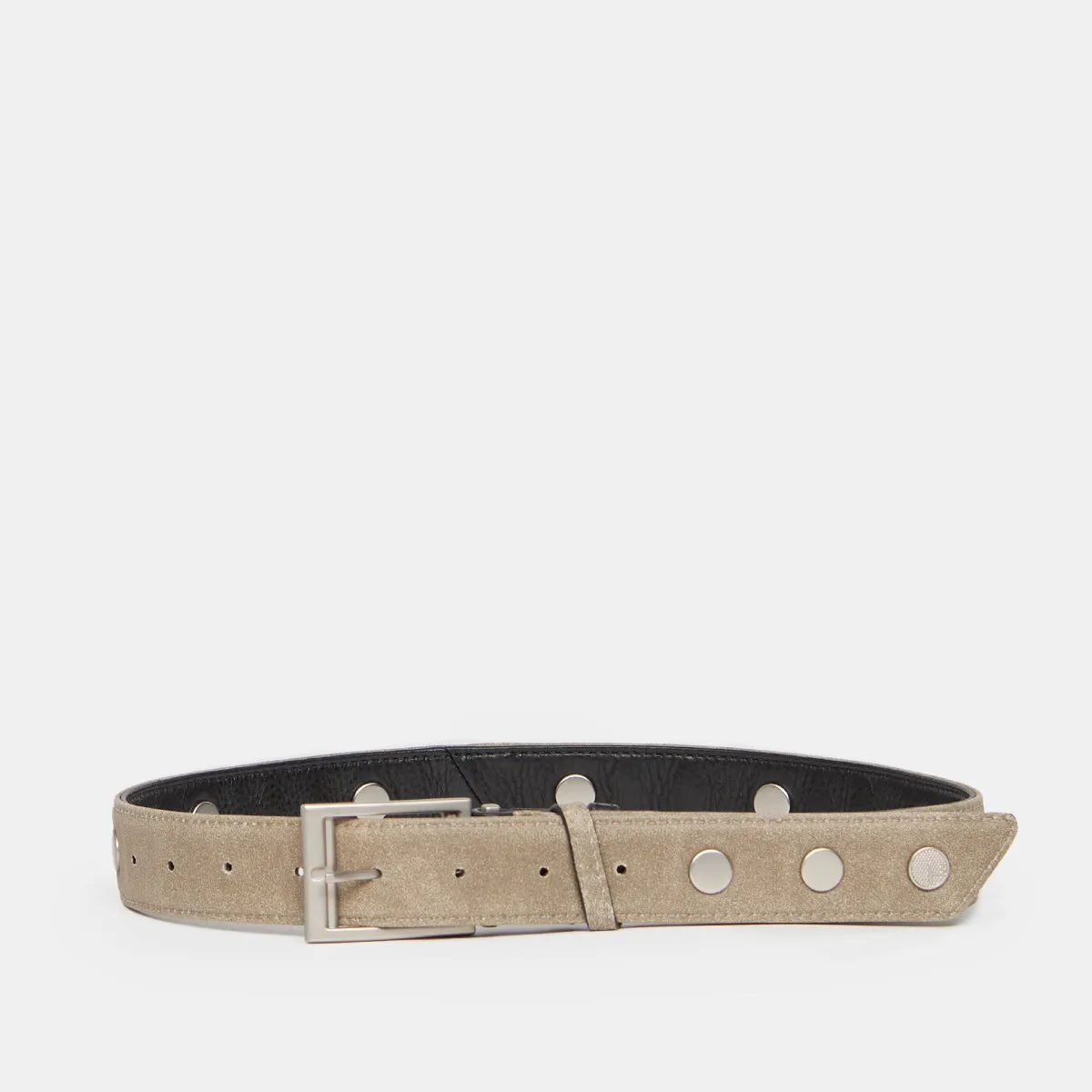 Charlie Reversible Riveted Belt | Black/Pew/Brushed Silver | Sml