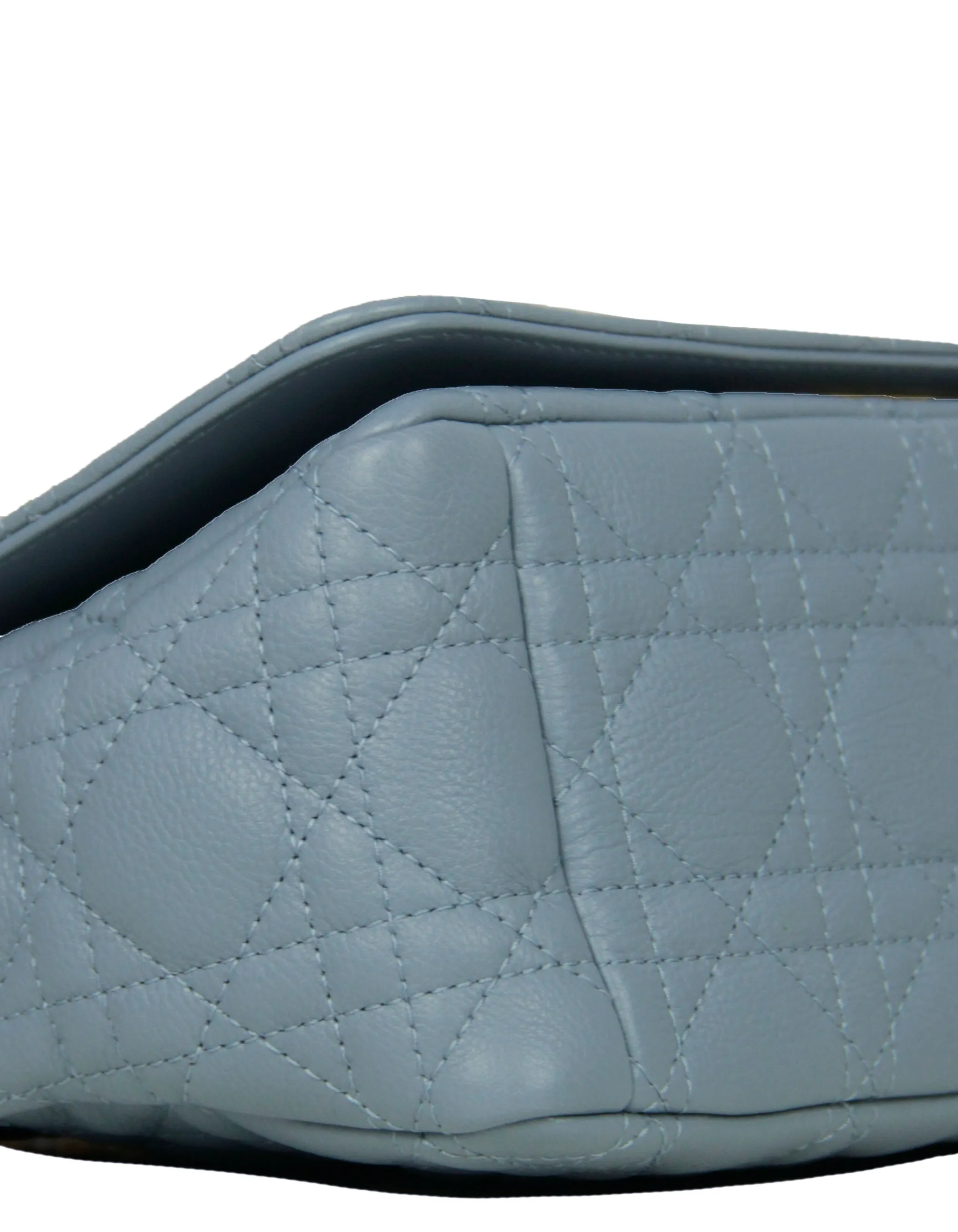 Christian Dior Blue Calfskin Leather Cannage Medium Caro Bag