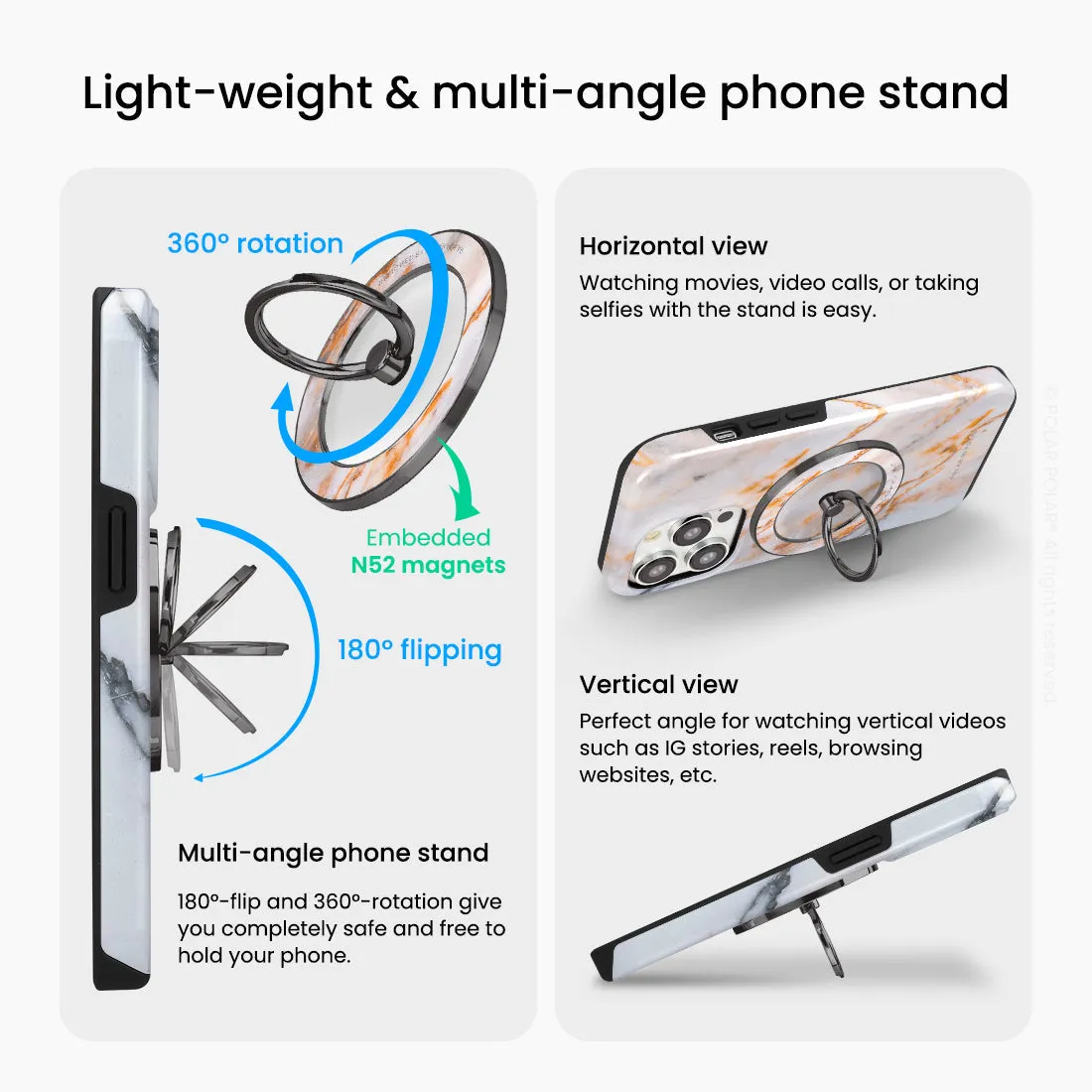 Coffee Cream - Black MagSafe Phone Grip and Ring Holder Stand