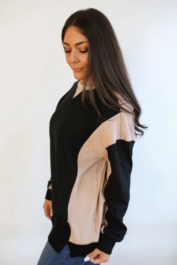 Color Block Nursing Lightweight Sweatshirt