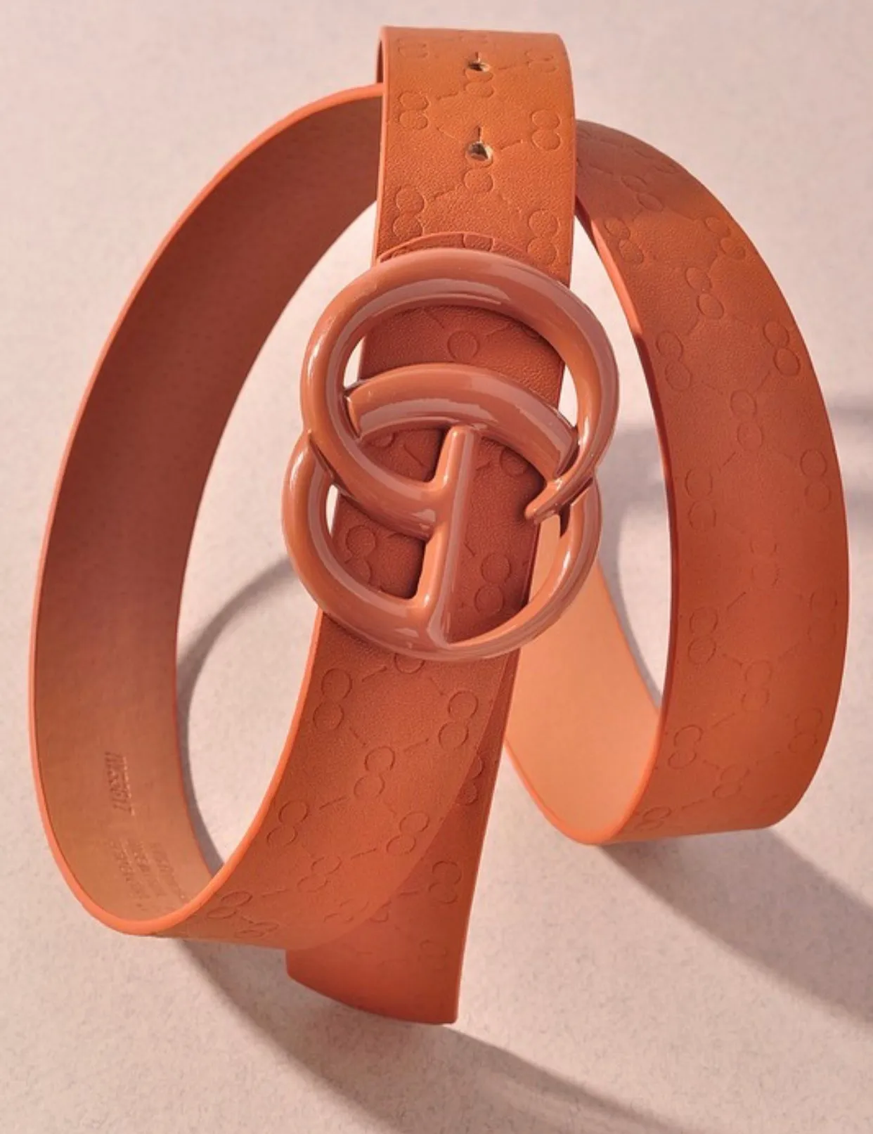 Color Coated Buckle Embossed Belt- 2 Colors