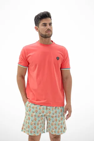 CORAL CUFF MINT/YELLOWRIBBED CREW NECK