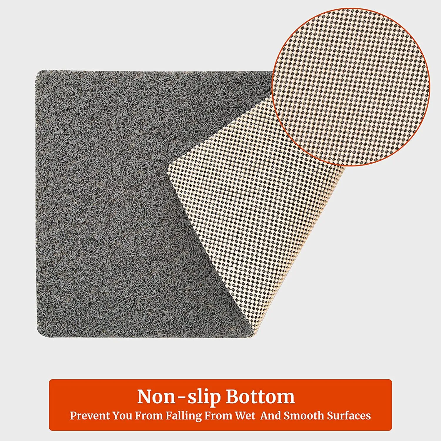 COSYLAND Bathtub Mats Soft Textured Bath Shower Tub Mat, 31.5x16 Inch, Non Slip Comfort Bathroom Mats with Drain, PVC Loofah Mats for Wet Areas, Quick Drying (Gray)