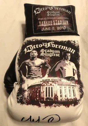 Cotto vs Foreman Autographed and silk screen Custom Boxing Glove