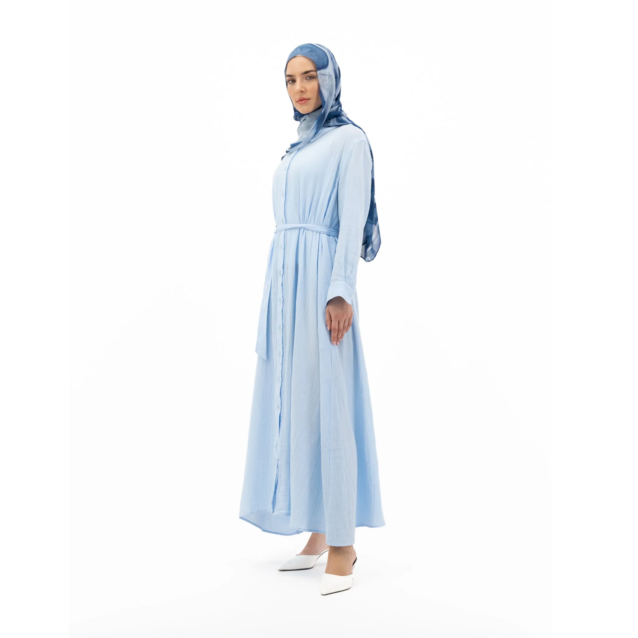 Cotton Maxi Dress - Pastel Blue